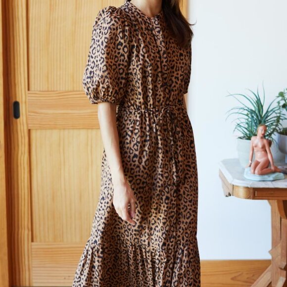 EMERSON FRY India Collection Vintage Leopard Organic Cotton Lucy Dress Size S - Picture 1 of 8